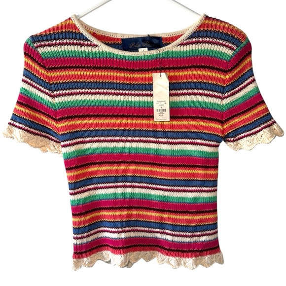 Francesca’s Rainbow Striped Crochet Top - Picture 2 of 15